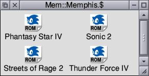 Filer window containg Mega Drive ROMs.